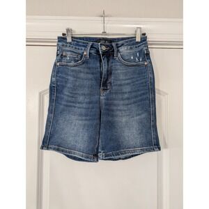 Judy Blue Denim Shorts‎ Women's Size S High Waist Distressed Dark Wash